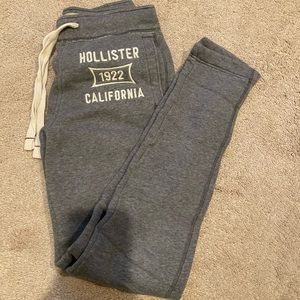 Gray Embroidered Hollister Sweatpants with Skinny Leg